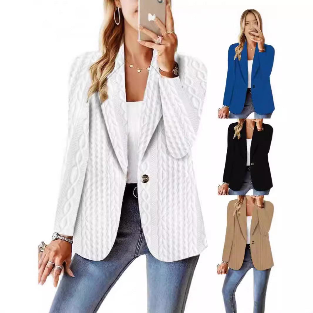 Damen Oversize-Blazer mit Schalkragen, Ein-Knopf-Verschluss und strukturierter Optik Echoarchiv