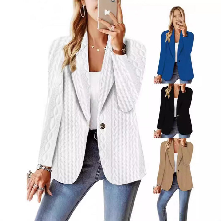 Damen Oversize-Blazer mit Schalkragen, Ein-Knopf-Verschluss und strukturierter Optik Echoarchiv