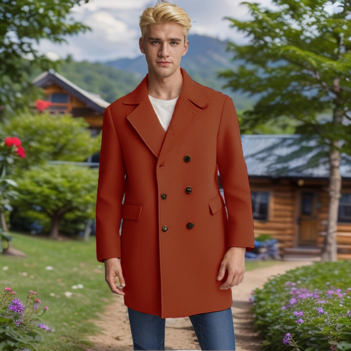 Herren eleganter Doppelreiher-Mantel aus weichem Material Echoarchiv