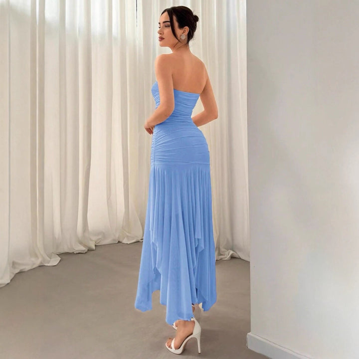 Damen Extravaganter Maxikleid mit Raffungen und asymmetrischem Saum Echo Archiv