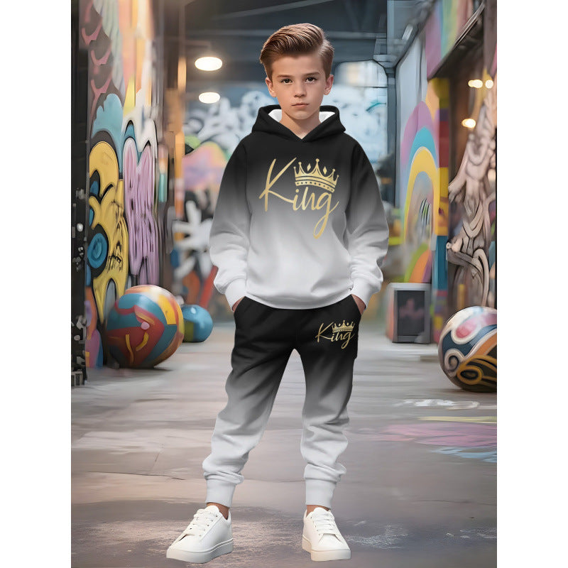 Unisex nan Kinder Jogginganzug mit Kapuzenpullover und detailreichem Auto-Print Echo Archiv