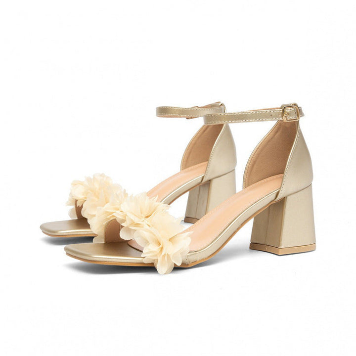 Damen Hochhackige Sandalen mit floralen Applikationen Echoarchiv