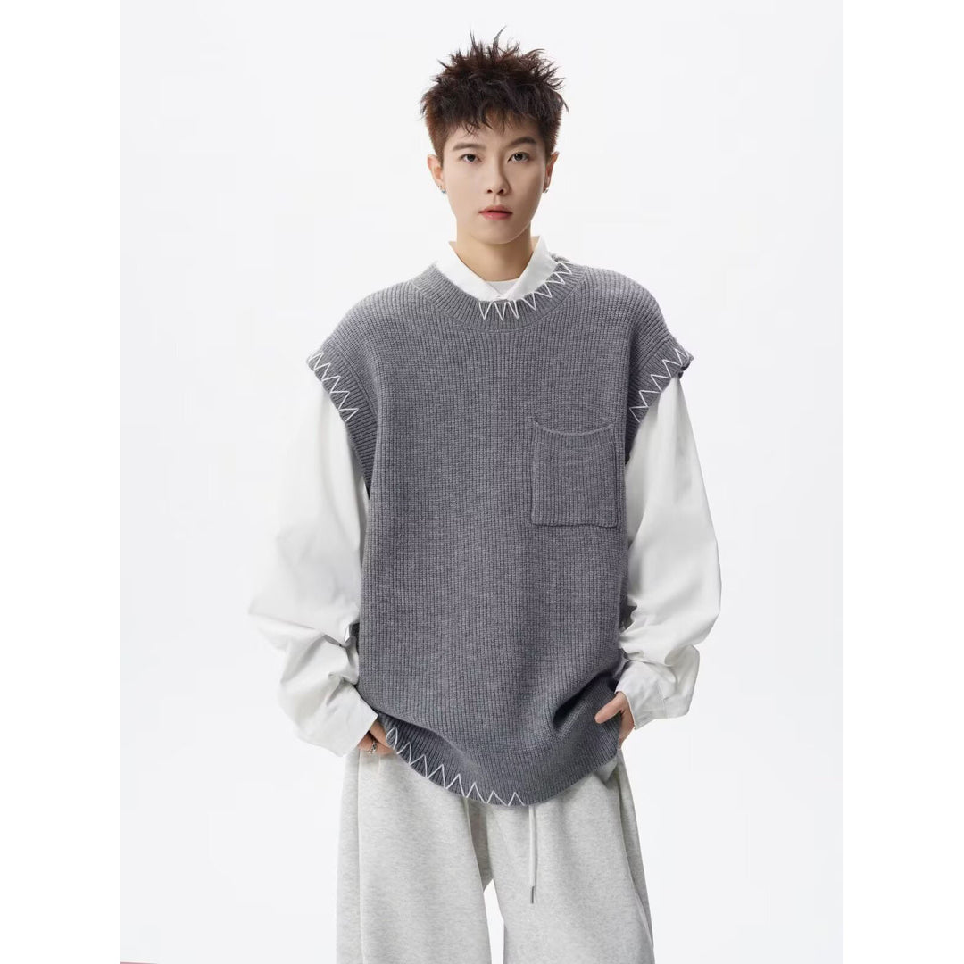 Herren Modischer Grobstrickpullover mit grafischen Details Echoarchiv