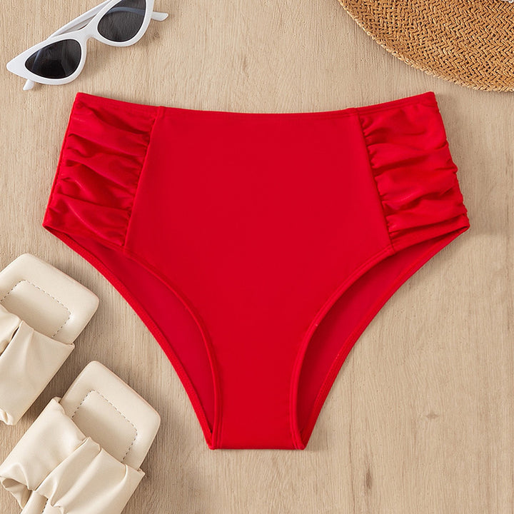 Damen Hochtailliertes Bikiniunterteil mit elegantem Rüschendetail Echo Archiv
