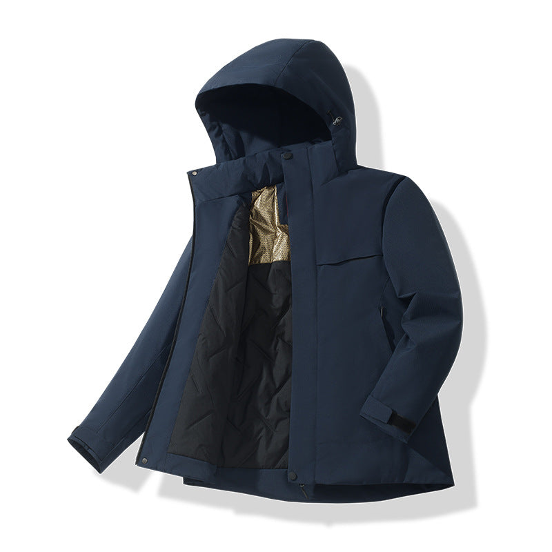 Herren Wasserabweisende Thermo-Parka mit Kapuze, gesteppter Innenseite & verdecktem Reißverschluss Echoarchiv