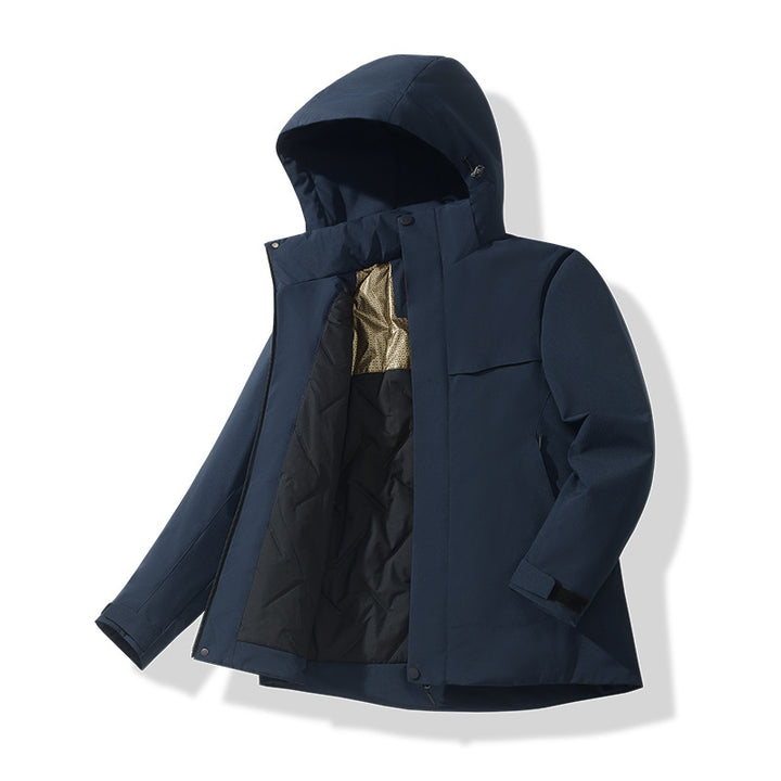Herren Wasserabweisende Thermo-Parka mit Kapuze, gesteppter Innenseite & verdecktem Reißverschluss Echoarchiv