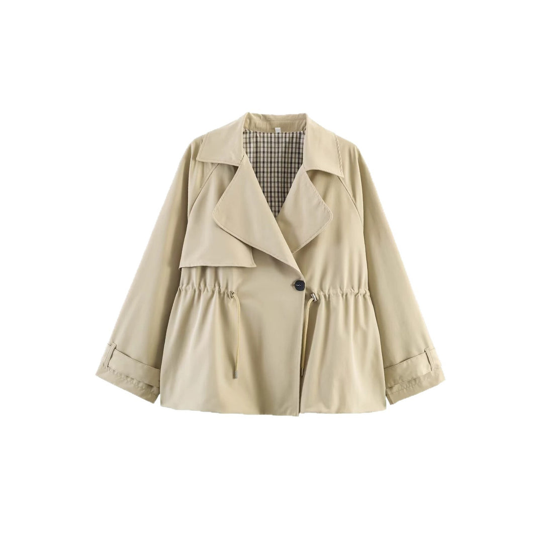 Damen Cropped-Trenchjacke im Boxy-Schnitt mit Tunnelzug-Taillierung und Oversized-Manschetten Echoarchiv