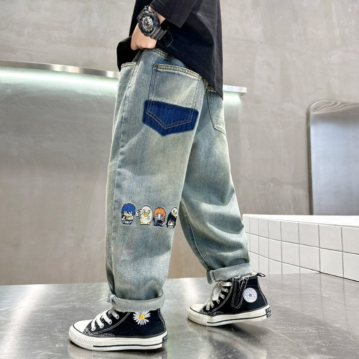 Unisex trendige Baggy-Jeans mit kreativen Stickereien Echo Archiv