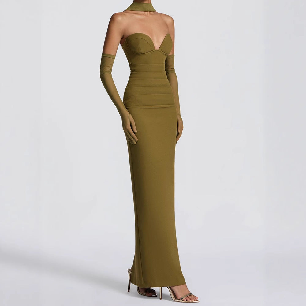 Damen Elegantes Schulterfreies Maxikleid mit figurformenden Einsätzen Echo Archiv
