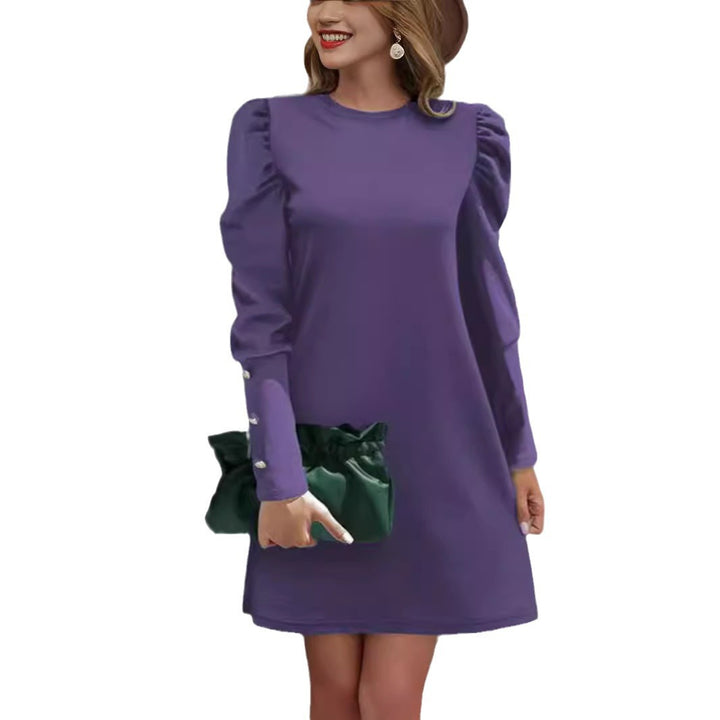 Damen nan elegantes A-Linien Minikleid mit gerafften Puffärmeln und dekorativen Manschettenknöpfen Echo Archiv