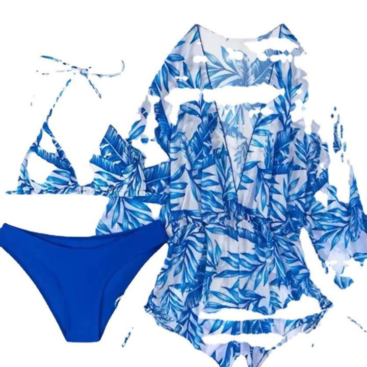 Damen Badeset mit floralem Wickeloberteil und Triangel-Bikini Echo Archiv