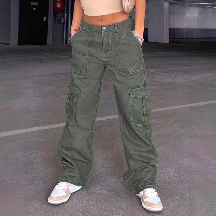 Damen Cargo-Hose mit weitem Bein, hoher Taille und Utility-Taschen Echo Archiv