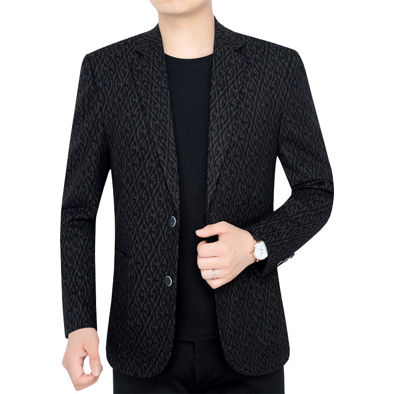 Herren Einreihiges Jacquard-Sakko mit schmaler Silhouette und feiner Struktur – Tianoro