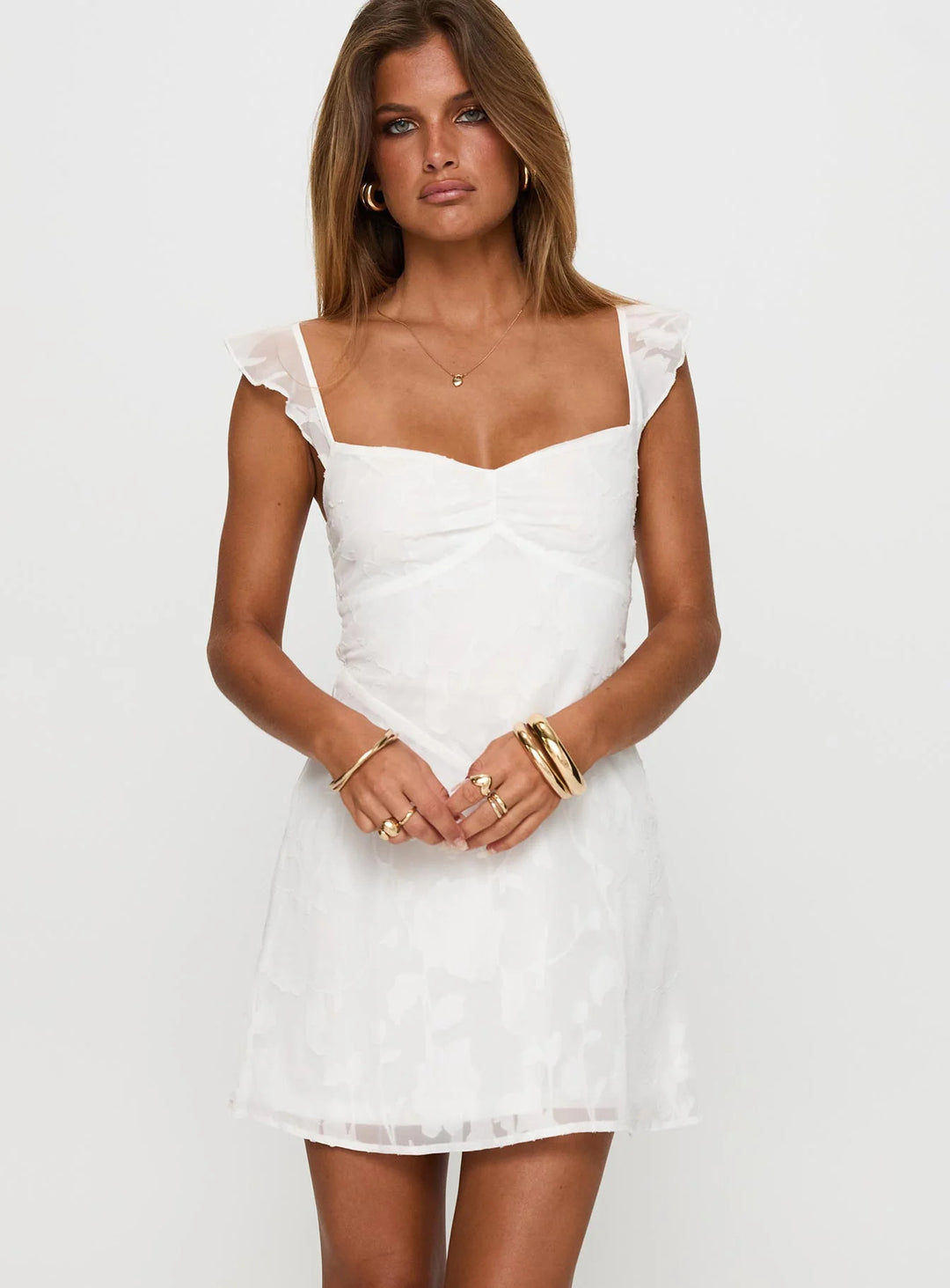 Damen Elegantes Sommerkleid mit zarten Rüschendetails und gerafftem Oberteil Echo Archiv