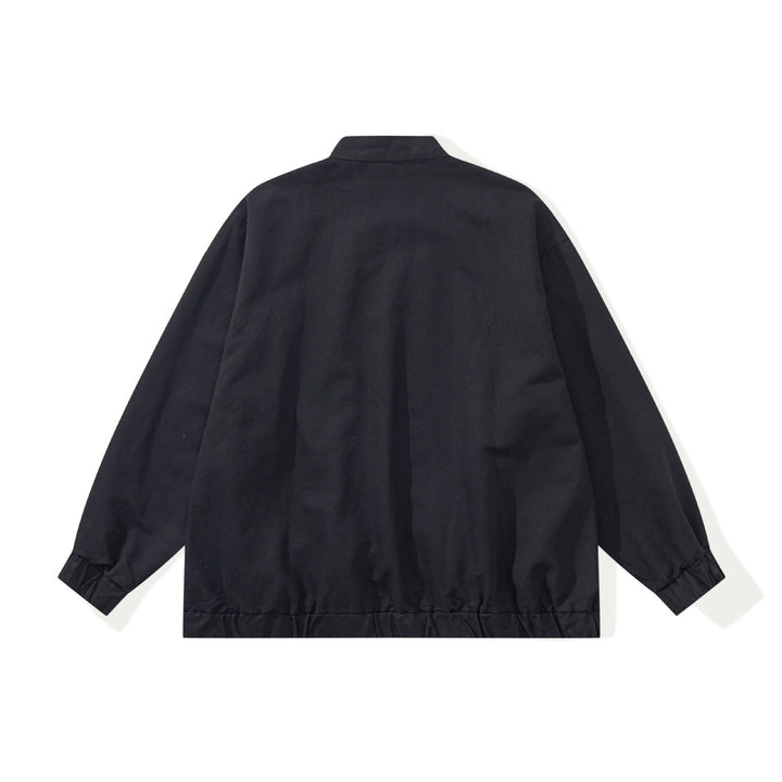 Unisex Kastig geschnittene Canvas‑Zipjacke mit Stehkragen, Tunnelzugsaum und Utility‑Taschen Echoarchiv