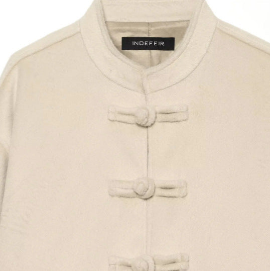 Damen Cropped Jacke im Mandarin‑Stil mit Knebelverschlüssen und kastiger Silhouette Echo Archiv