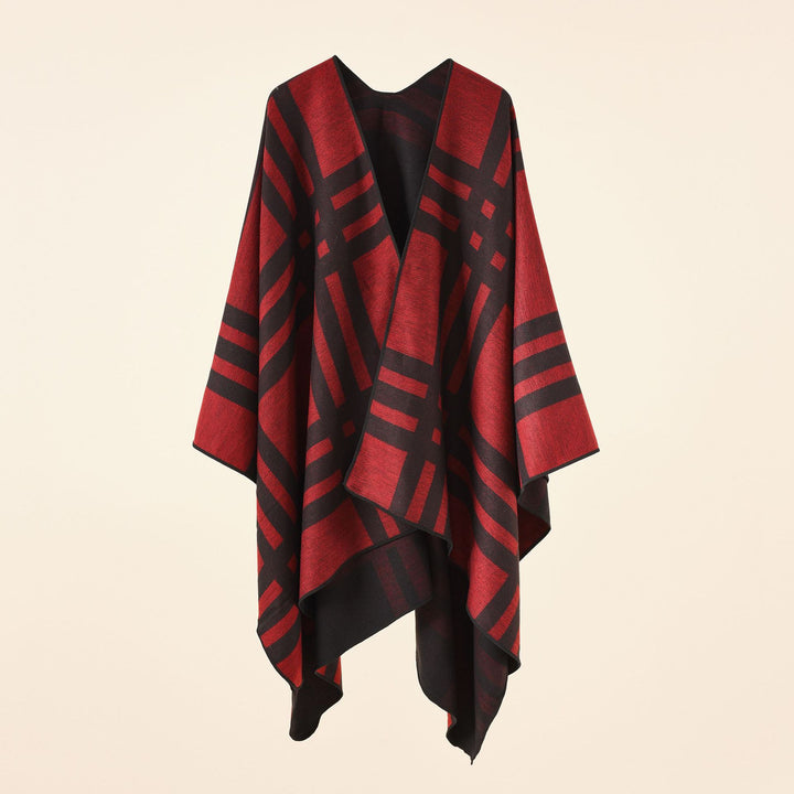 Damen Feiner Jacquard-Kimono-Umhang mit kontrastierter Kettelkante Echo Archiv