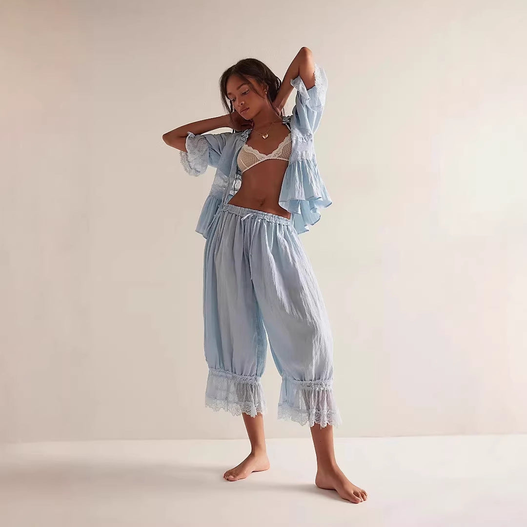 Damen Luftige und elegante Culotte mit Spitzenverzierung Echo Archiv