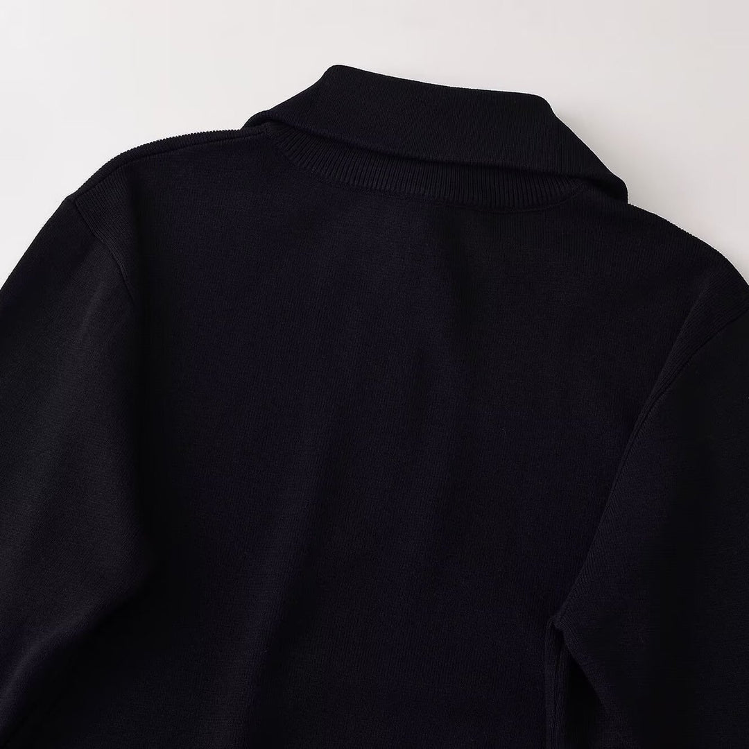 Damen Oversize Half-Zip Strickpullover mit Stehkragen und Rippbündchen Echoarchiv