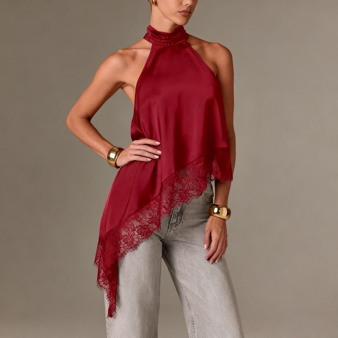 Damen luftiges Chiffon-Top mit eleganter Spitzenverzierung Echo Archiv