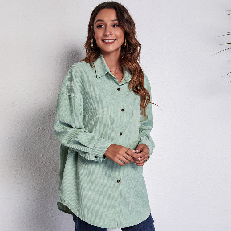 Damen Oversized Hemdblusenshirt aus Cord Echoarchiv