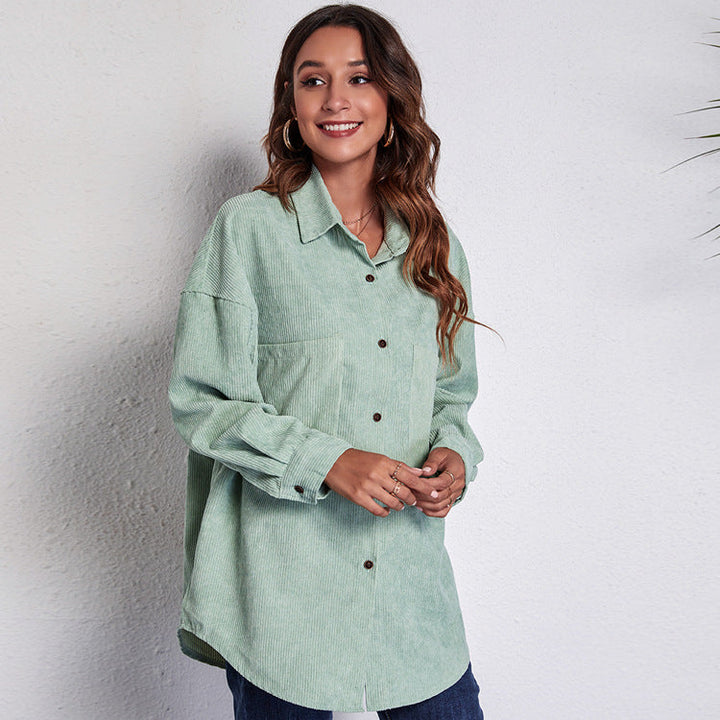 Damen Oversized Hemdblusenshirt aus Cord Echoarchiv