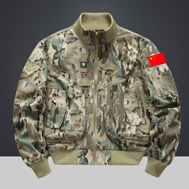 Herren Modische Bomberjacke mit Mehreren Taschen Echo Archiv
