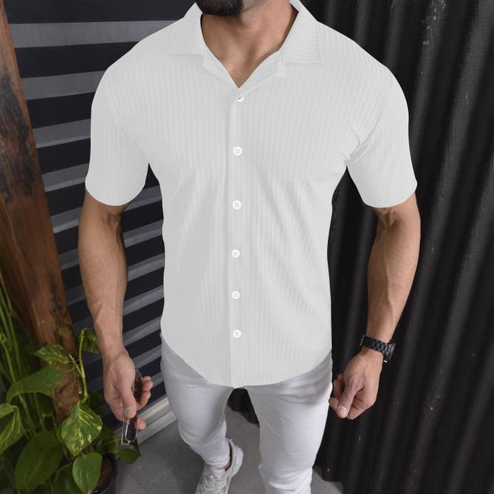Herren Kurzarm-Hemd mit feinem Rippendesign Echoarchiv