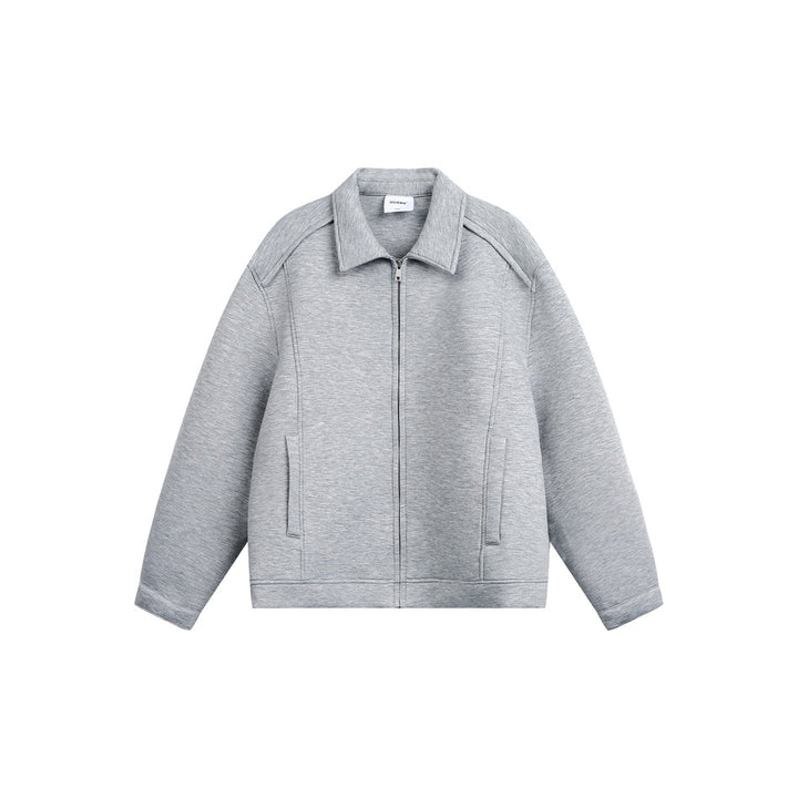 Damen Leichte Boxy‑Sweatjacke mit Hemdkragen, durchgehendem Reißverschluss und verdeckten Seitentaschen Echoarchiv