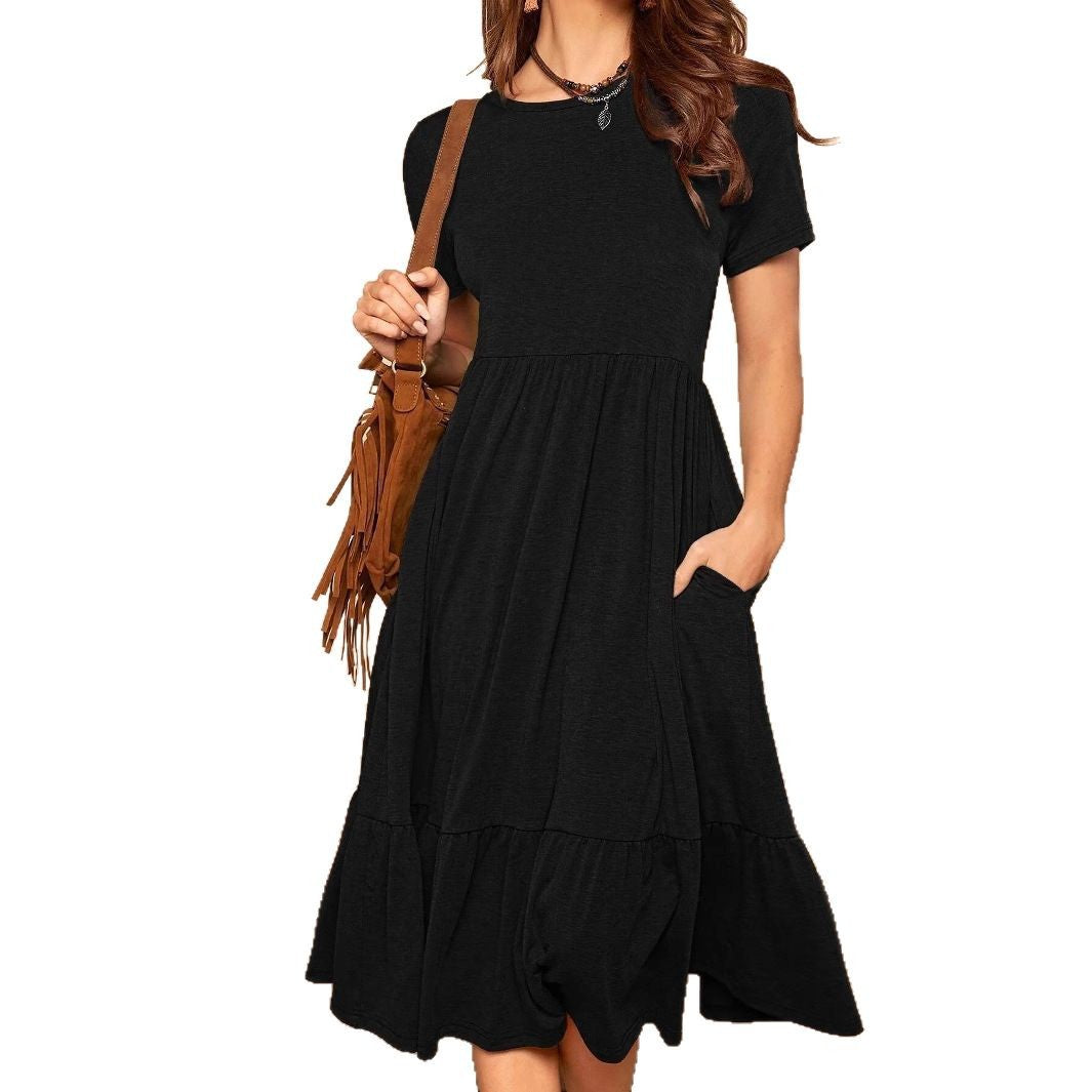 Damen lässiges T-Shirt-Kleid mit lockerer Passform und Rüschensaum Echo Archiv