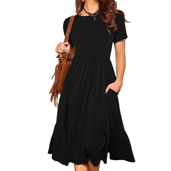 Damen lässiges T-Shirt-Kleid mit lockerer Passform und Rüschensaum Echo Archiv