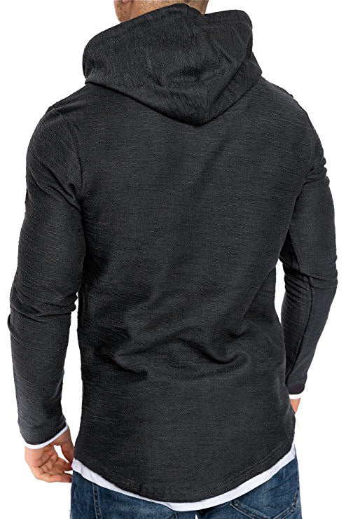 Herren Langarm Kapuzenpullover mit sportlichem Schnitt und feiner Struktur Echoarchiv