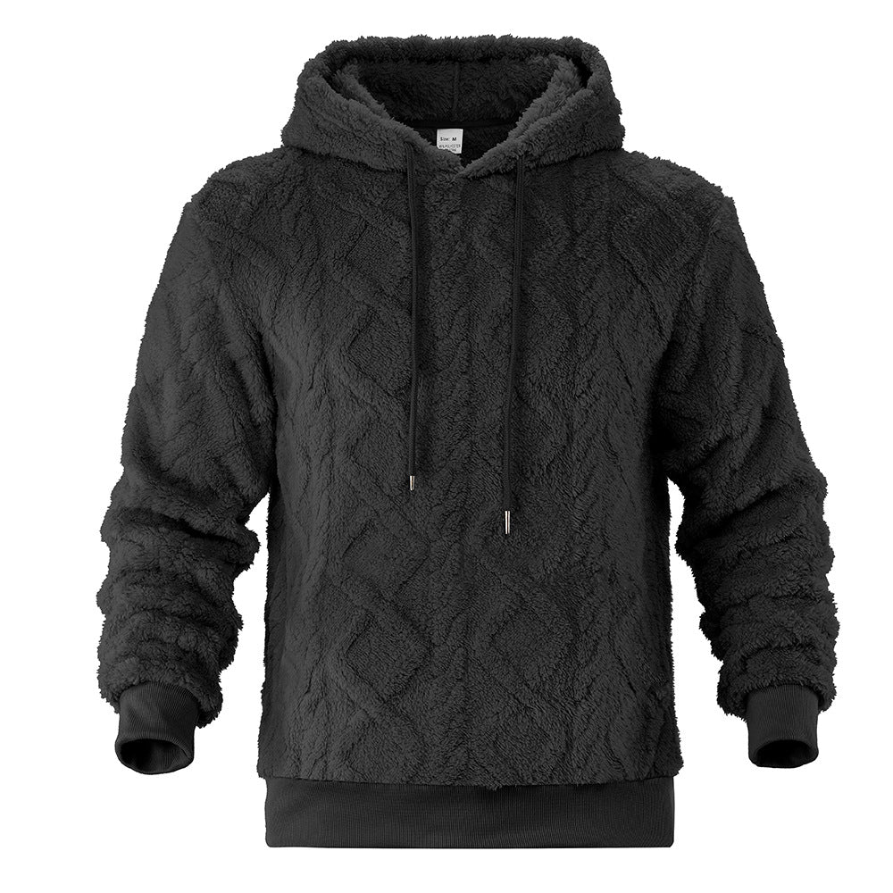 Herren Teddy-Fleece-Hoodie mit diamantstruktur, gefütterter Kapuze und weichen Rippbündchen Echoarchiv