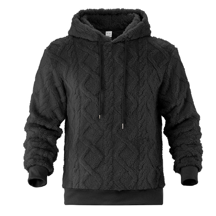Herren Teddy-Fleece-Hoodie mit diamantstruktur, gefütterter Kapuze und weichen Rippbündchen Echoarchiv