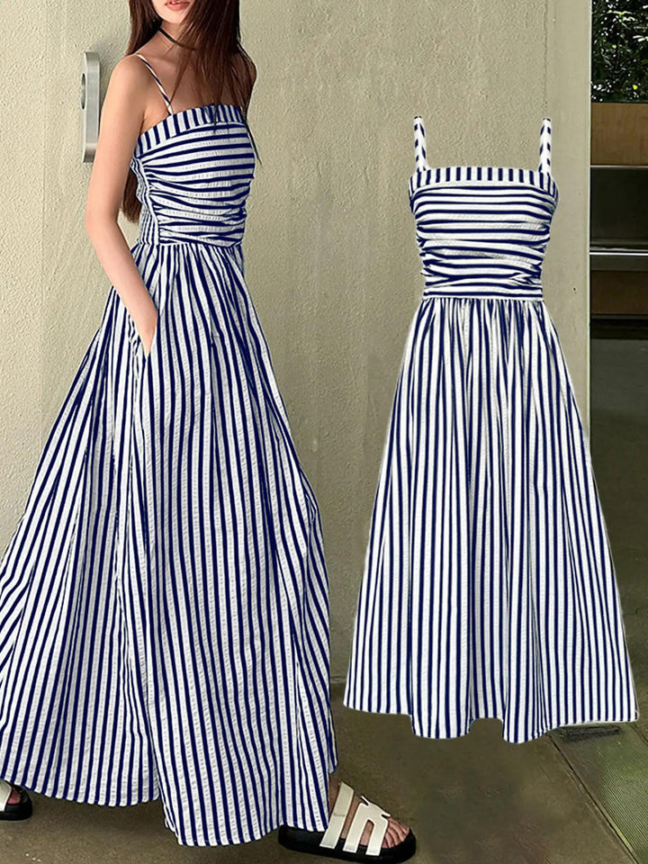 Damen Maxikleid mit schmalen Trägern und raffinierten Falten Echo Archiv