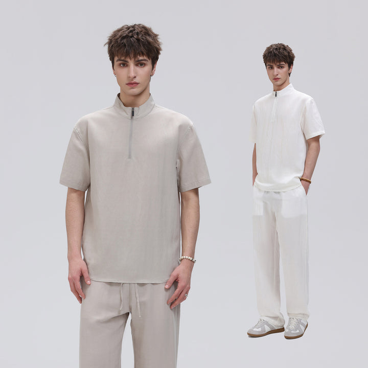 Herren Kurzarm‑Halbzip‑Shirt mit Stehkragen und Relaxed‑Fit Echo Archiv