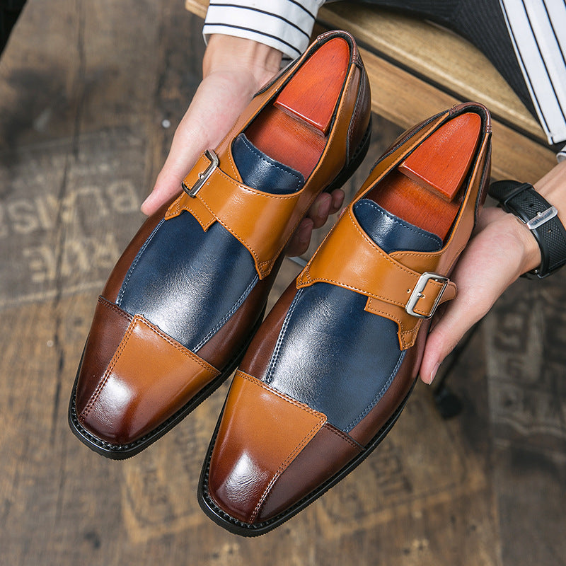 Herren eleganter zweifarbiger Monkstrap-Lederhalbschuh mit einzelner Metallschnalle und handgenähter Sohlenausführung Echo Archiv