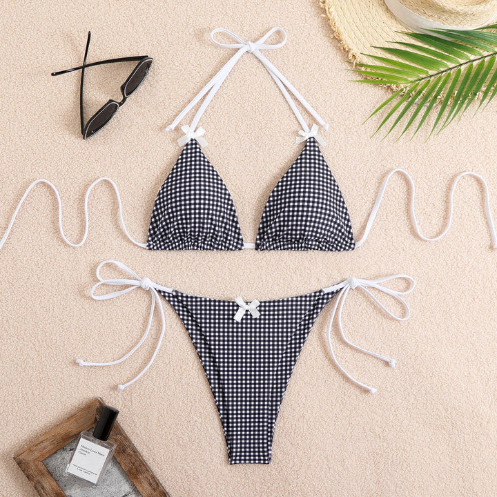 Damen Triangel-Bikini mit verspieltem Karo-Muster Echo Archiv