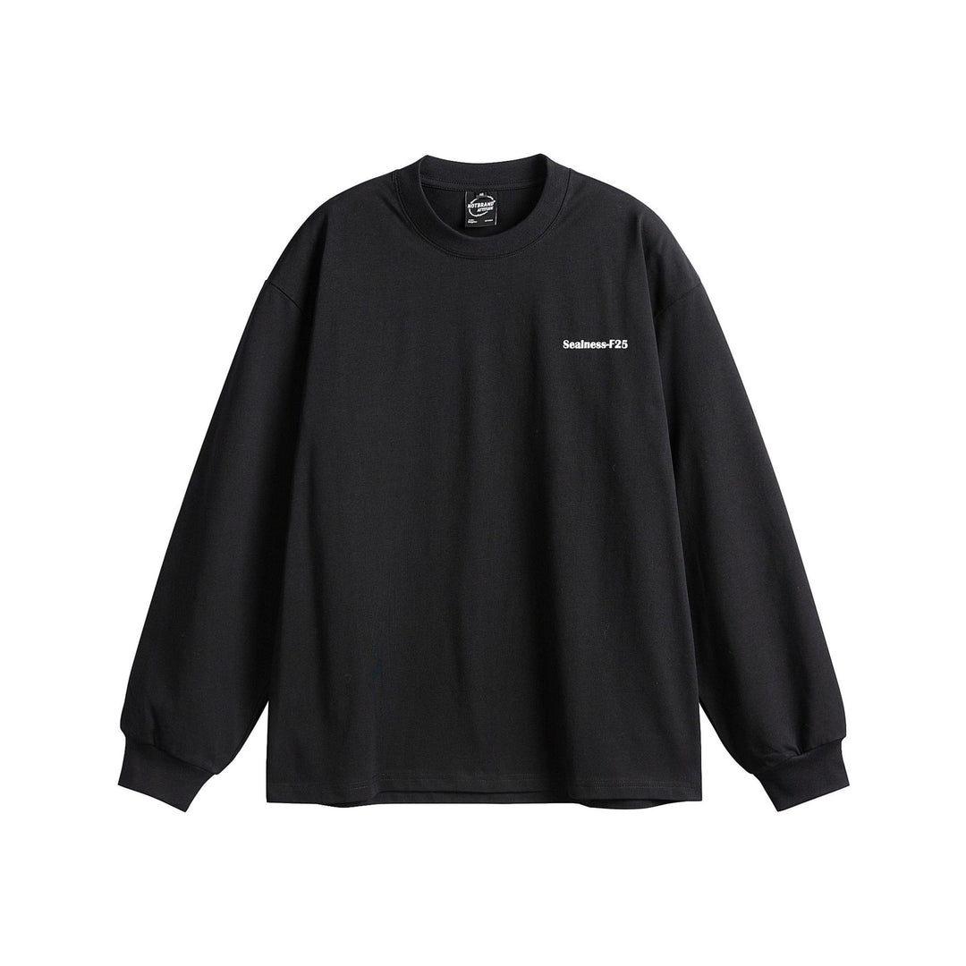 Unisex Oversize-Longsleeve mit dropped shoulder, gerippten Bündchen und minimalistischer Bruststickerei Echoarchiv
