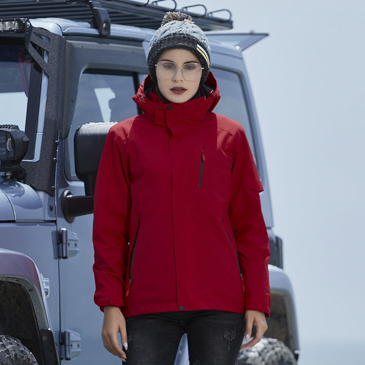 Damen Wasserdichte Outdoorjacke mit Kapuze, atmungsaktiver Membran und Multifunktions‑Reißverschlusstaschen – Célinea