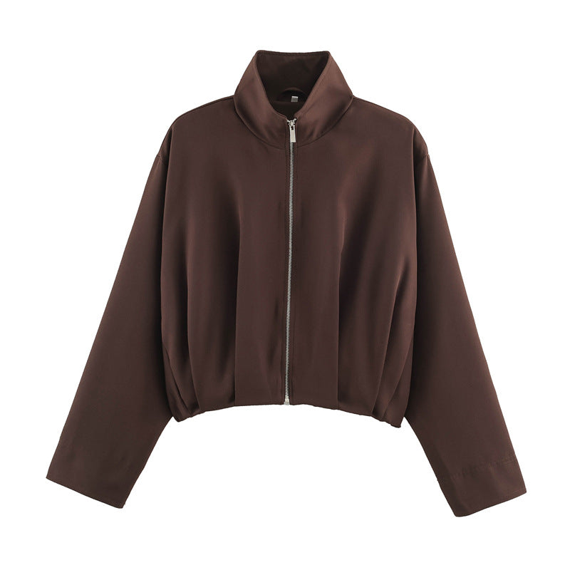 Damen Boxy-Cropped Blousonjacke mit hohem Stehkragen und taillennahem Gummizug Echo Archiv