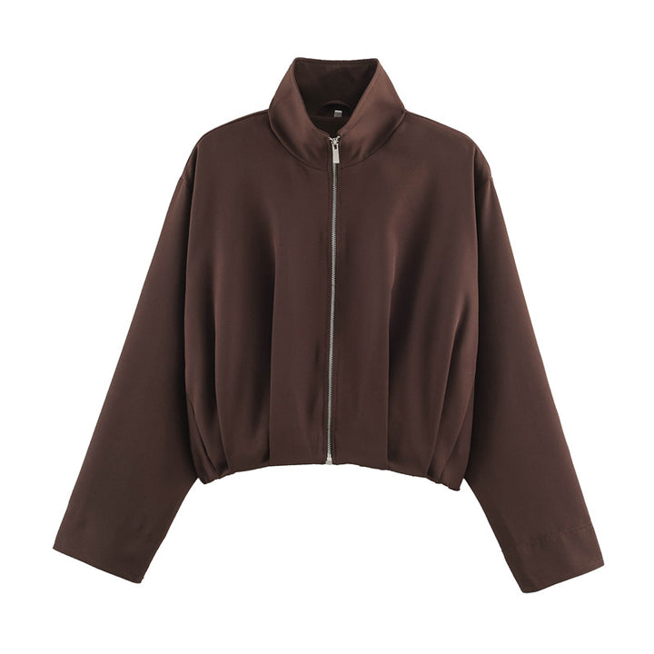 Damen Boxy-Cropped Blousonjacke mit hohem Stehkragen und taillennahem Gummizug Echo Archiv