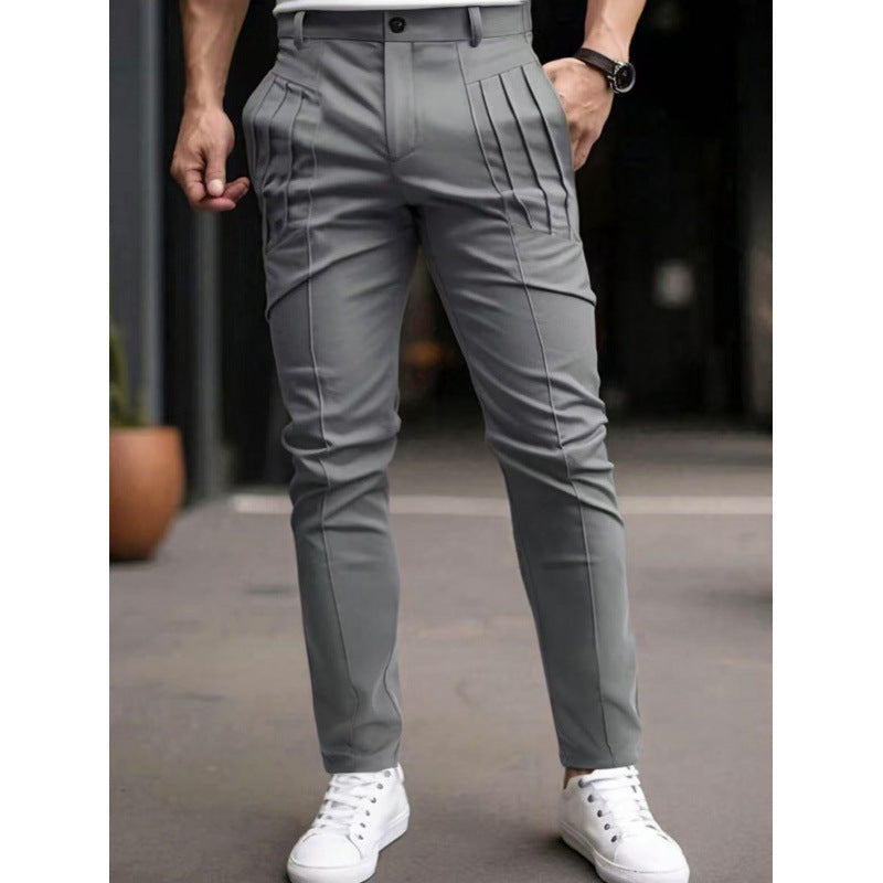 Herren stylische Slim-Fit Anzughose mit plissiertem Design Echoarchiv