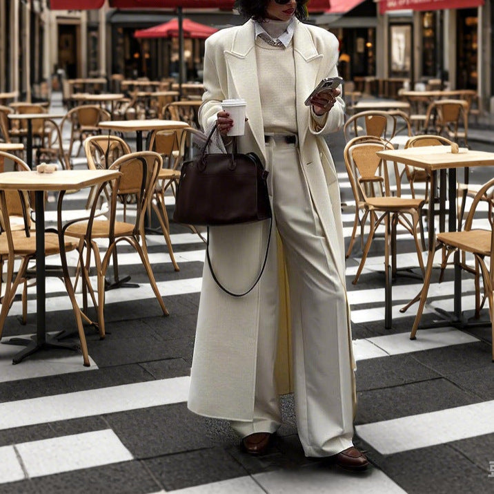 Damen Eleganter Oversized-Mantel aus hochwertigem Wollmix mit Seitentaschen Echoarchiv