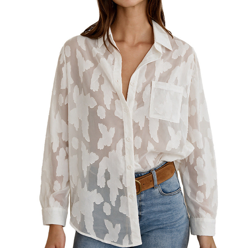 Damen Elegante Bluse mit transparenter Struktur Echo Archiv