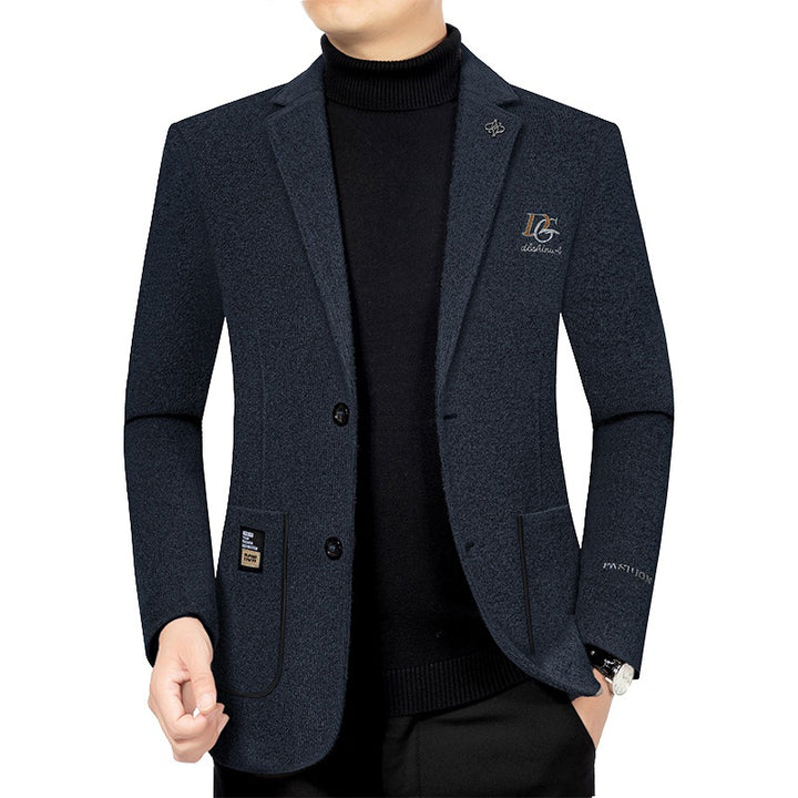 Herren Tweed-Blend Sakko mit Struktur, aufgesetzten Taschen und gemustertem Innenfutter – Tianoro