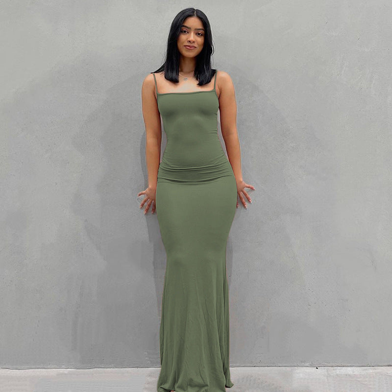 Damen Körperbetontes Maxi‑Jerseykleid mit taillierter Drapierung, langen Ärmeln und ausgestelltem Saum – Valéora
