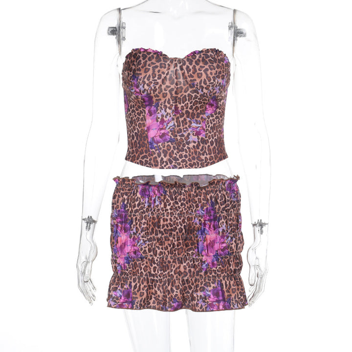 Damen Crop-Top und Shorts Set mit angesagtem Leopardenmuster Echo Archiv