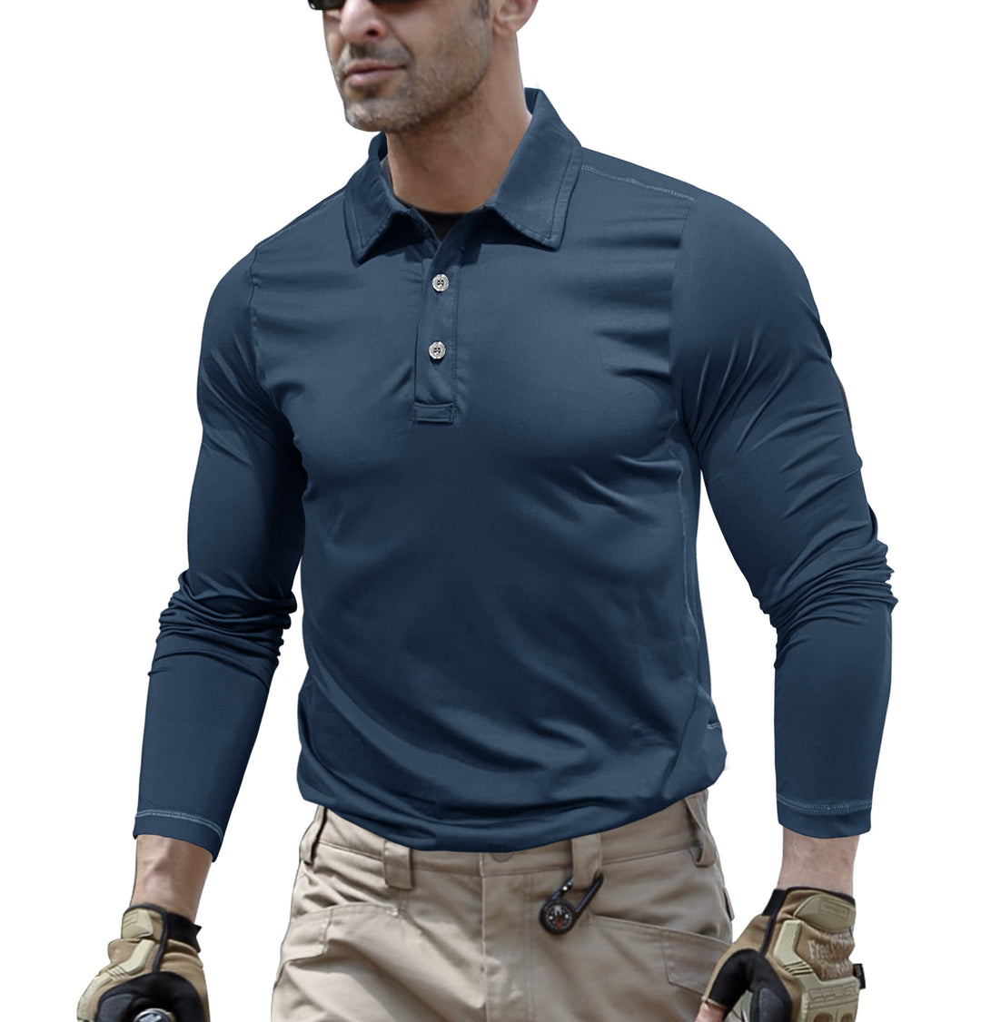 Herren sportliches Langarm Polohemd mit feuchtigkeitsableitender Technologie Echoarchiv