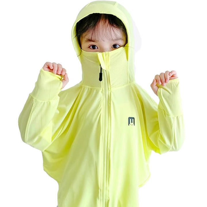 Unisex nan UV-Schutz Kapuzenjacke für Kinder mit integrierter Gesichtsmaske und Daumenlöchern  Echo Archiv